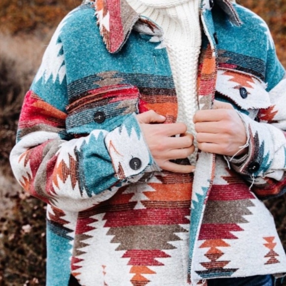 Southwest / Aztec Style Oversized Flannel Jacket NWOT - Picture 15 of 15